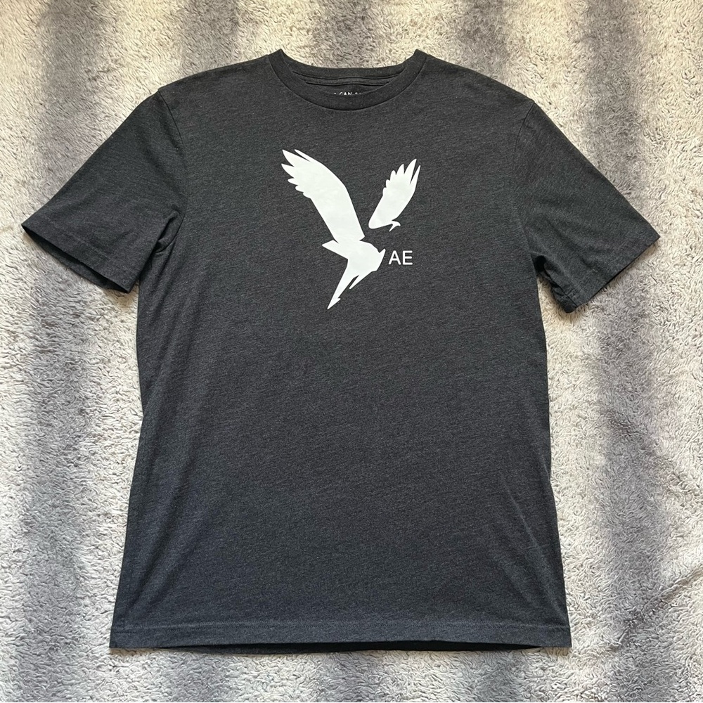 American Eagle Outfitters Men's Small Gray Graphic T-Shirt Standard Fit Eagle